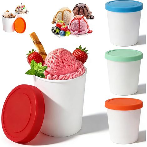 4er-Set Eiswürfelformen für Sorbet, 250-ml-Gefrierbehälter, wiederverwendbare Eiswürfelformen mit Silikondeckeln, Eiswürfelformen für hausgemachtes Eis, Eiswürfelbehälter (1/5)