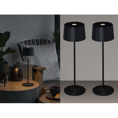 2er Set Wiederaufladbare LED Outdoor Tischleuchten dimmbar in Schwarz, Höhe 35cm (1/5)