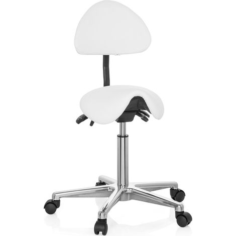 Hocker / Drehhocker / Arbeitsstuhl / Sattel TOP WORK 20 Kunstleder weiss hjh OFFICE