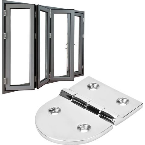 Charnière Polie Miroir en Acier Inoxydable pour Porte Intérieure 80x64x4.5mm (1/4)