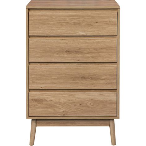 Rebecca Mobili Cassettiera Mobile 4 Cassetti Legno Marrone stile Nordico per Camera da Letto (1/5)