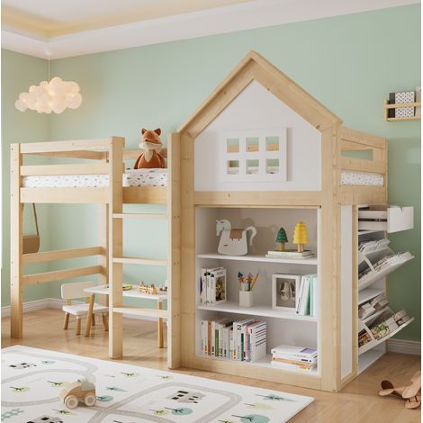 Cama infantil alta con almacenaje 90x200 cm OKMYHOME (1/5)