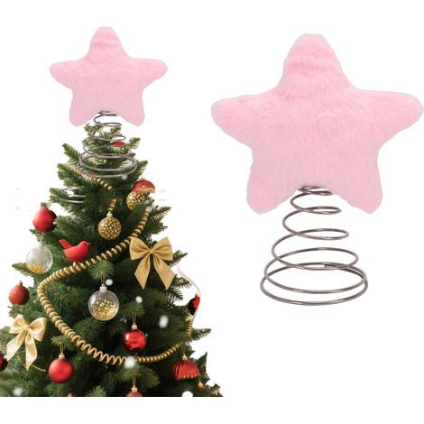 Zylinder für den Weihnachtsbaum, sternförmige Baumspitze, rosa Schreibtischdekoration für Weihnachten. (1/5)