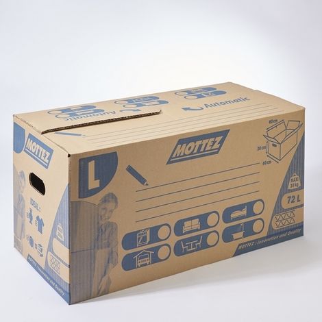 Mottez – Carton de déménagement 72L – Dimensions 600x400x300mm – Capacité 72 litres – Matériau carton ondulé recyclable