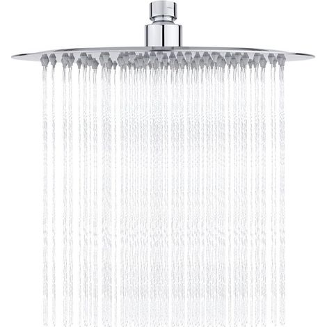 Rociador de ducha redondo de acero inoxidable de 25 cm con acabado cromado brillante (1/5)