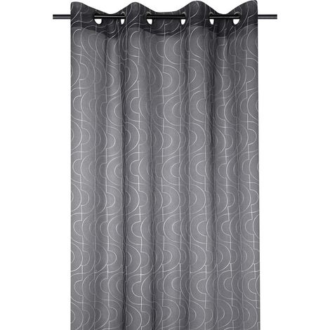 Voilage à œillets 140x260 cm Lenny anthracite (1/4)