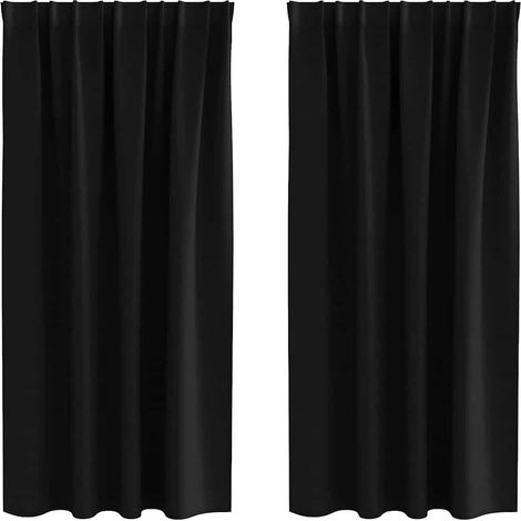 Maison Exclusive - Verdunkelungs-Vorhänge mit Ringen 2 pcs Schwar