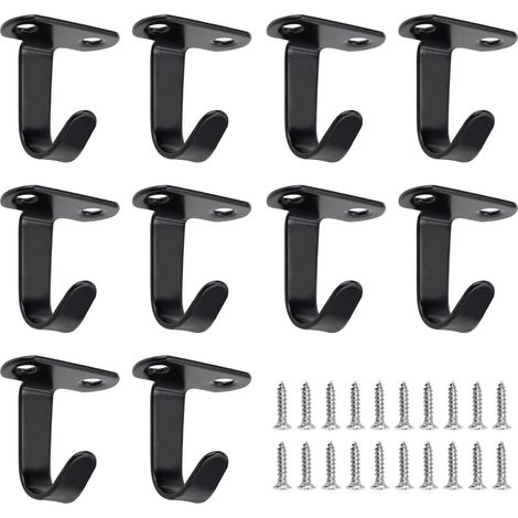 Set of 10 black screw-in ceiling hooks - With 20 screws - Screw-in wall hooks - For bathroom, kitchen, scarves, keys (1/5)
