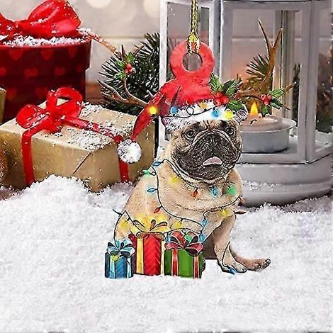 Boule de Noël avec chapeau de Noël, décoration de sapin de Noël, gnome de Noël en bois, chien de Noël, pendentif de sapin de Noël, labrador de Noël (1/4)