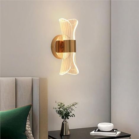 Applique Murale Moderne Dorée À Intensité Variable 10 W  Lampe Linéaire À Éclairage Haut Et Bas Pour Salle Den, Chambre, Salon, Couloir  Éclairage Mural Élégant (Noir)