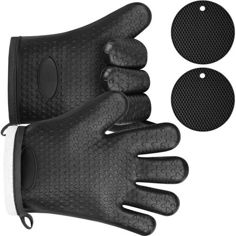 1 Paire Gants de Cuisine en Silicone avec 2 Maniques,Gants de Four Résistant à La Chaleur jusqu'à 240 °C,Gants de Cuisine (1/5)