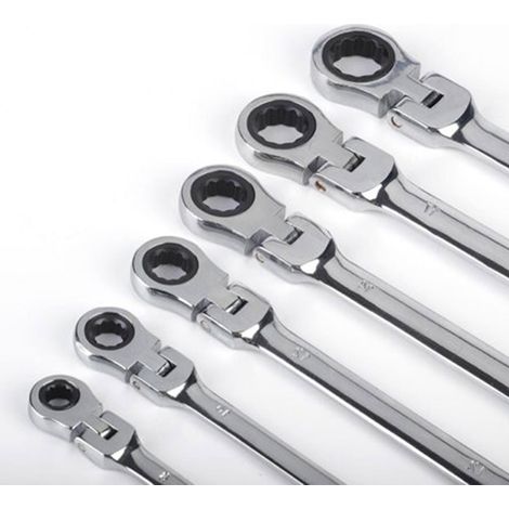 Satz mit 7 Multifunktions-Ratschenschlüsseln mit flexiblem Kopf (8-19 mm) (1/5)