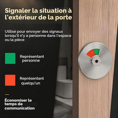 Verrou de Porte de Salle de Bain Indicateur de Verrouillage de Porte Loquet Alliage de Zinc et Acier Inoxydable Indiquant le pêne Dormant pour Toilettes Publiques WC (1/4)