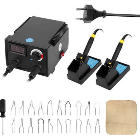 Kit stylo pyrograveur 100 W avec 20 embouts, température réglable 0-650 °C, noir, pour bois et cuir, loisir créatif (1/5)