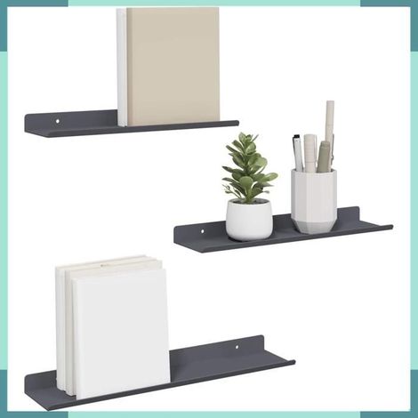 Étagère flottante - 8003932 - 3 pcs anthracite - Acier mat - Tailles 31/36/40 cm (1/5)