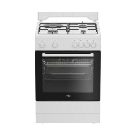 Beko – Cuisinière mixte 60 cm 3 foyers gaz + 1 électrique – Four 73L convection naturelle – Nettoyage facile émail lisse – Classe énergétique A