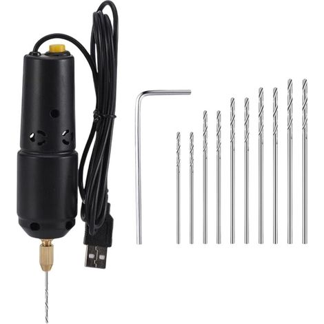 Mini perceuse électrique portative, avec forets outils de bijoux graveur perceuse USB pour bois résine époxy artisanat bricolage bois artisanat(0,8-1,2mm)-LIAIKI (1/5)