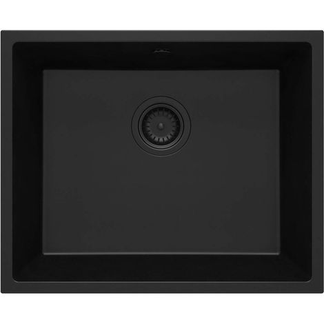Lavello cucina sottopensile in granito con 1 vasca 54x44 cm nero - Aelo