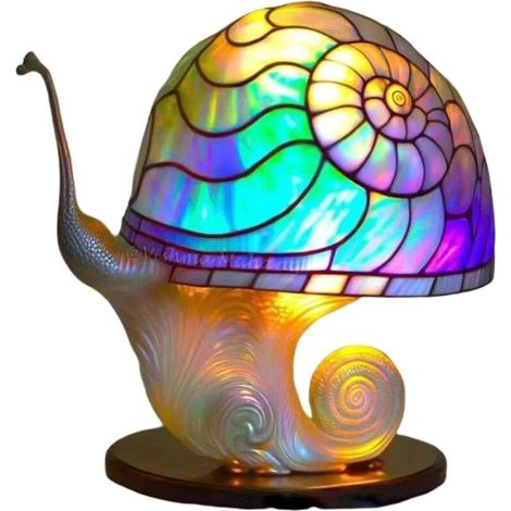 Lampe de table champignon en verre peint, lampe de bureau vintage décorative, lampe de chevet pour chambre, salon, bureau, décoration, cadeau (1/5)