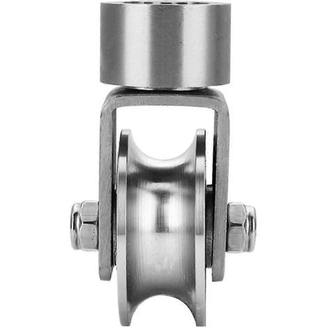 Poulie pivotante robuste et silencieuse en acier 304, avec rouleau et excellente durabilité. Convient pour les portes coulissantes, portails et autres portes. (1/5)