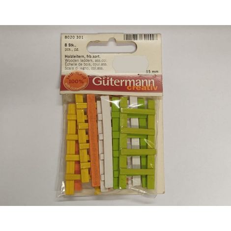 GUTERMANN - 8 PEZZI - SCALETTE DI LEGNOCOLORI ASSORTITI 55MM