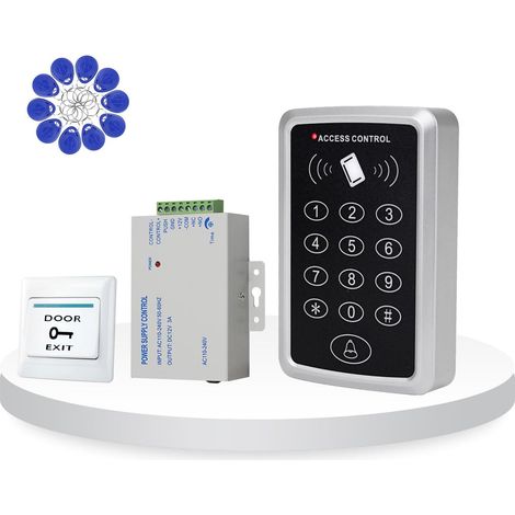 Kit Clavier Contrôle d'Accès RFID, Alimentation, Bouton E6, Clés 125kHz, sans Serrure Électrique pour Maison et Bureau (1/5)