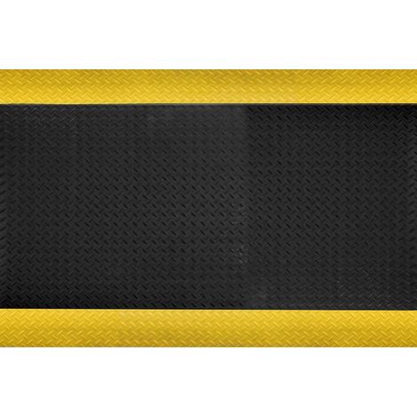 Tapis de d'atelier ergonomique en rouleau - Bord jaune évasé - Largeur 90 cm - Epaisseur 15 mm - Par mètre linéaire