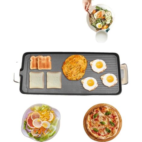Gril de barbecue électrique de table, 1500 W, 68 × 28 cm, plaque de cuisson antiadhésive, plage de température de 0 à 250 ℃, design portable (1/5)