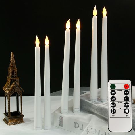 Set de 6 Bougies LED - sans Flamme Lumières Clignotantes avec Piles Avec télécommandepour la Table, Le dîner, Noël, Halloween et Le Mariage-Blanc (1/4)