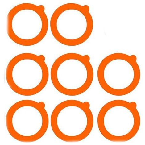 Joints d'étanchéité Weck - Lot de 8 - Joints en silicone - Joints de rechange pour bocaux - Joints en caoutchouc réutilisables - 70 mm x 95 mm - Orange (1/5)