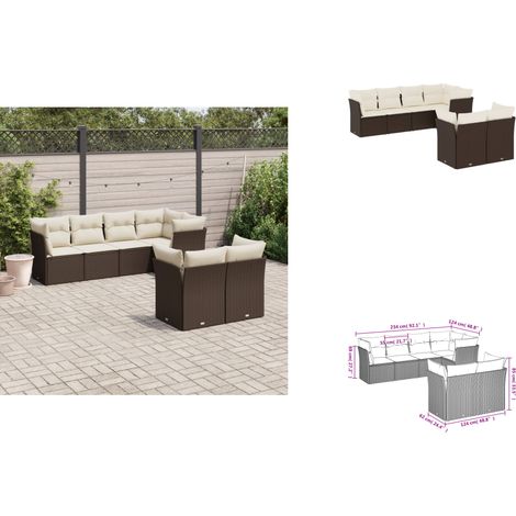 7-tlg. Garten-Sofagarnitur mit Kissen Braun Poly Rattan - Gartenmöbel - Sofa Garnitur - Rattan Möbel - Outdoor Sofa - Balkonmöbel (1/3)