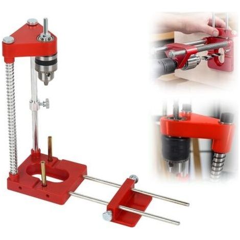 Support de forage pour perceuse, guide de gabarit de perçage réglable, outil de travail du bois, guide de forage, outils à main, kit d'outils de guidage vertical (rouge) (1/4)