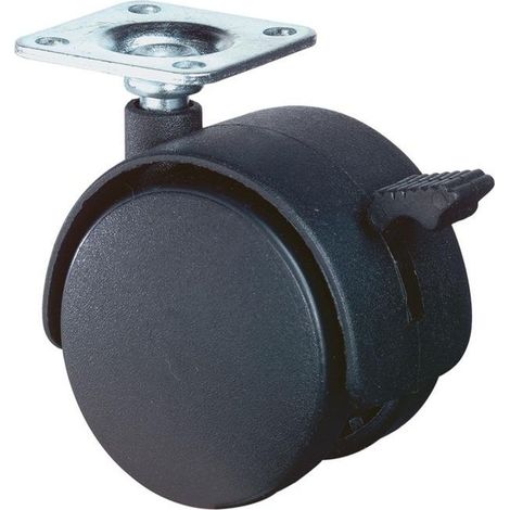 BS Rollen Kunststoffdoppelrolle mit Feststeller Polyamid Anschraubplatte 30 kg - F85.040.PL (1/3)