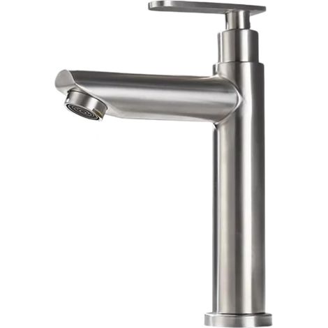 Mitigeur de lavabo, inox 304, argenté, pour vasque et lavabo (1/5)
