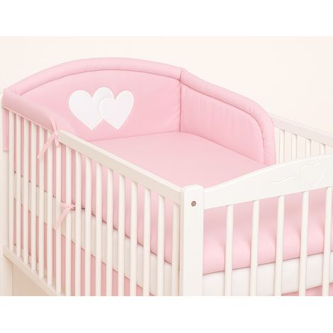 Paracolpi universale per lettino, da fissare alle sbarre - Cuoricini rosa (1/4)