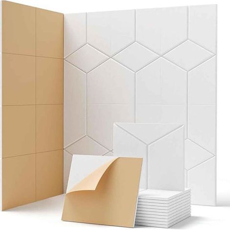 Lot de 12 panneaux acoustiques autocollants 30 x 26 x 0,9 cm, panneaux muraux haute densité en polyester pour isolation sonore (1/5)