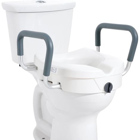 Rehausseur de Toilette 127 mm de Haut, Siège de Toilette Surélevé Charge 158,7 kg, Installation à Verrouillage Rotatif, pour Toilettes Rondes et Allongées, Personnes Âgées, Handicapés, Patients (1/5)