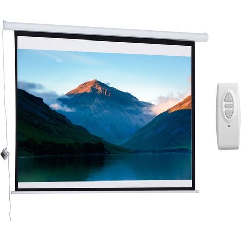 4:3 Beamer Leinwand Elektrisch 171 x 130 cm Projektionsleinwand mit Fernbedienung Filmleinwand für Heimkino und Präsentation Weiß