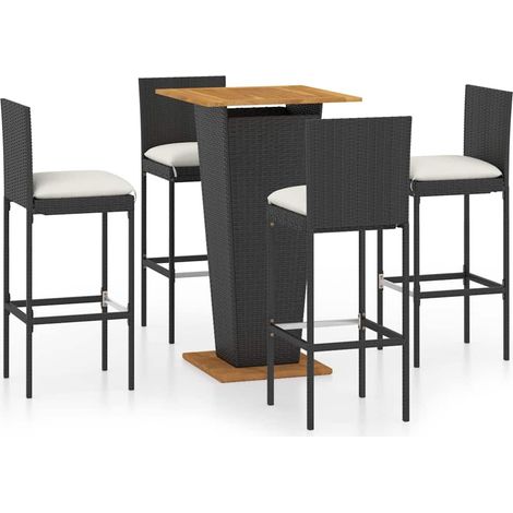 Maison Exclusive - Set da Bar da Giardino 5 pz con Cuscini in Polyrattan Nero (1/5)