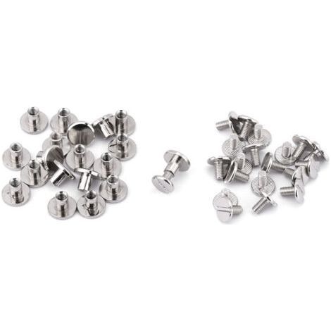 20pcs Brass Flat Head Nuts Screwed Rivet Nails for Leather Crafts Repair (6.5mm) (1/5)