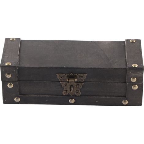Boîte de rangement en bois avec boucle en alliage, élégante boîte à bijoux vintage, décoration intérieure grise