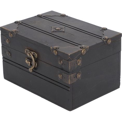 Coffret à bijoux rétro vintage en bois, boîte de rangement pour trésors, organisateur, coffret à bibelots pour filles et femmes, gris (1/5)