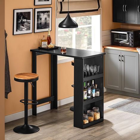 Sobuy – Table de bar haute 112 x 57 x 106 cm – Construction en panneaux de particules et MDF – 3 étagères latérales – FWT17IISCH (1/5)