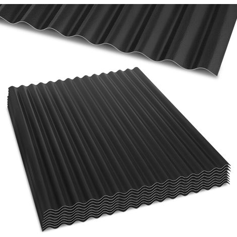 Jiubiaz Lot de 8 plaques ondulées ASA gris anthracite 117 x 93 cm, 1,5 mm, résistantes UV, acides, alcalis et sels, pour toiture extérieure (1/5)