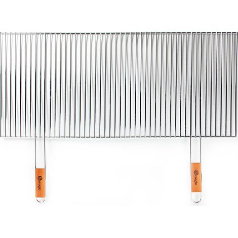 Somagic – Grille de barbecue découpable 90x40 cm – Acier chromé durable – Poignées en bois massif – Adaptable à tous types de barbecues