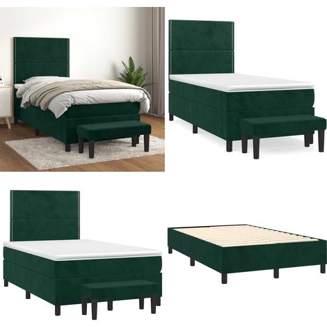 Sommier à lattes de lit avec matelas Vert foncé 100x200 cm - Sommier à lattes - Matelas à ressorts ensachés (1/5)