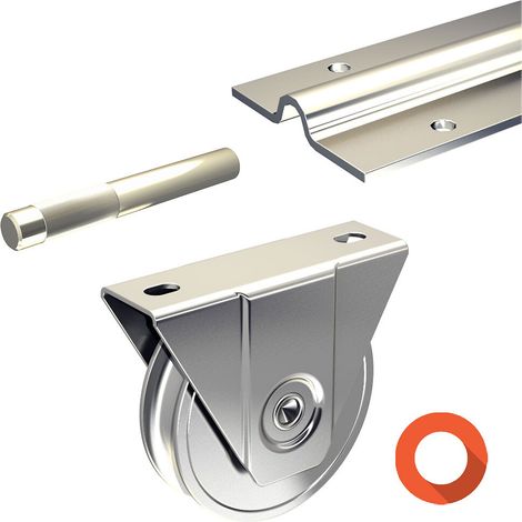 Slid'Up By Mantion – Kit coulissant pour portail 3 m – 3 rails acier galvanisé 1,95 m – 2 galets Ø 16 mm – Charge max 400 kg (1/5)