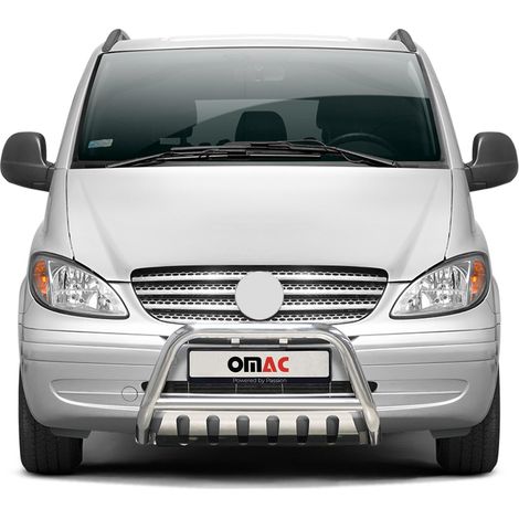 Pare-Buffle Avant Pour Mercedes Vito W639 2003-2010 en Acier Argent (1/5)