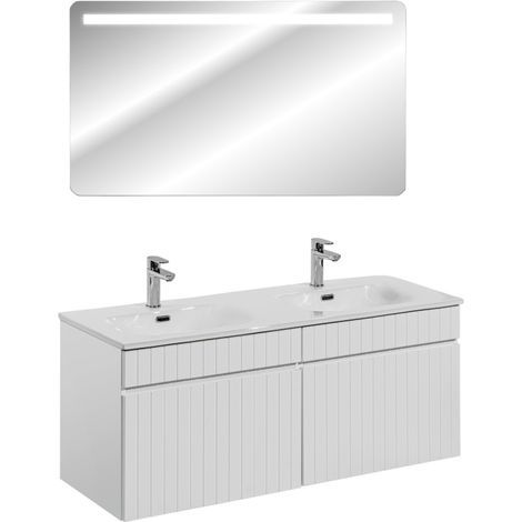 Ensemble meubles double vasques à encastrer avec miroir - 120 cm - Emblematic White - Livraison gratuite
