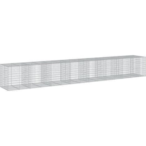 Panier gabion clôture cage mur de soutènement avec couvercle 750 x 100 x 100 cm fer galvanisé Argent